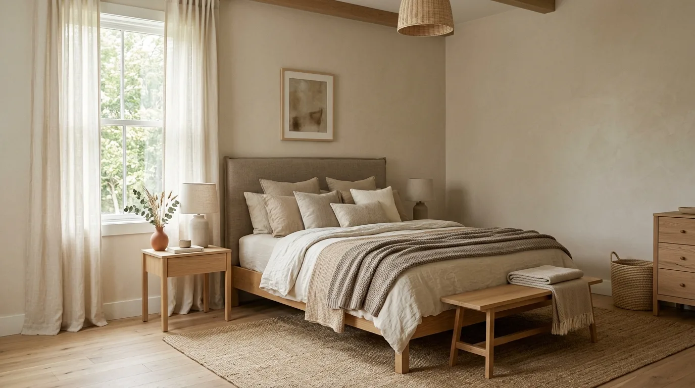 Use greenery with a lighter hand inspiration for an organic modern bedroom.